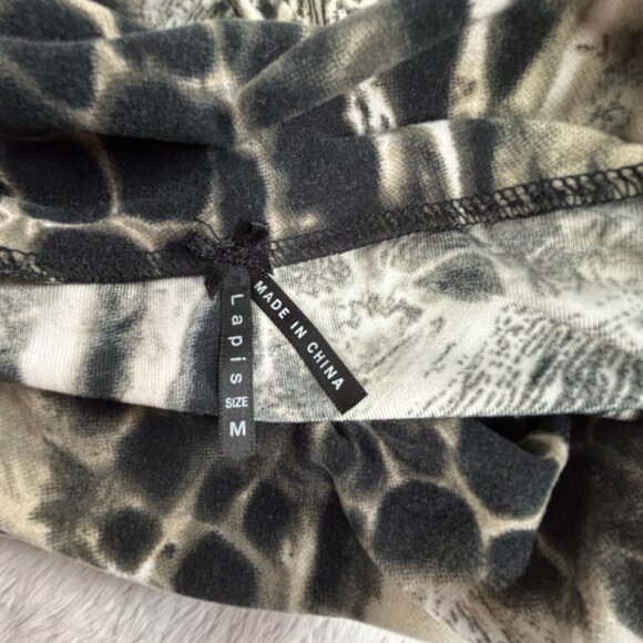 Lapis Womens Animal Print Long Sleeve Cowl Neck Tunic Top Medium Black Stretch - Picture 3 of 7